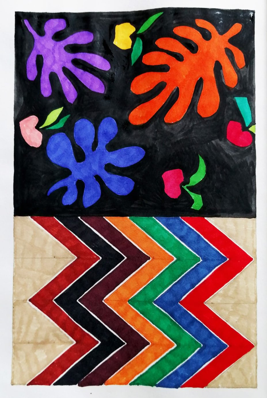 Karina Bisch, « Dessins préparatoires pour des peintures murales », gouache sur papier, 29,7 x 21 cm, 2023.